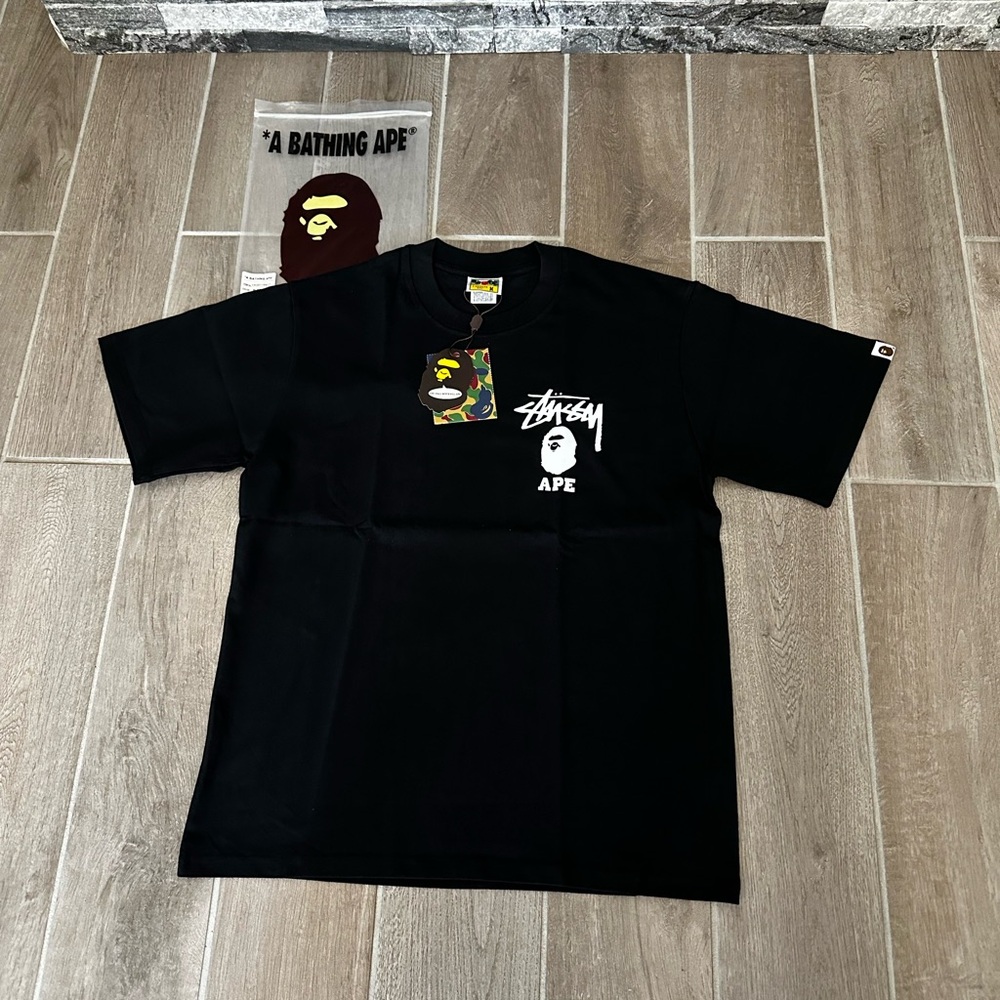 Bape x Stüssy Black Logo Tee